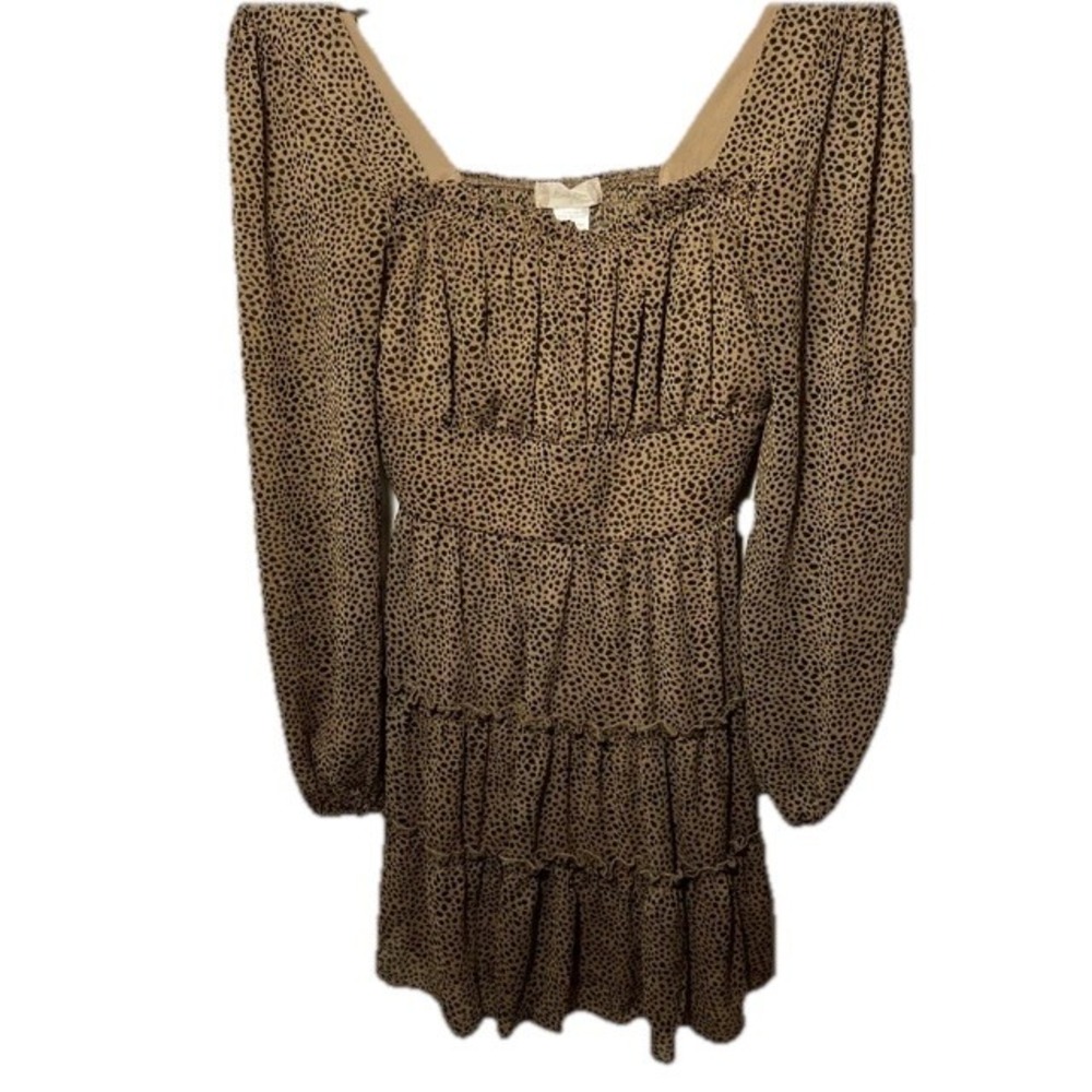 Altar'd State Cheetah‎ Tiered Mini Dress Women's Size S